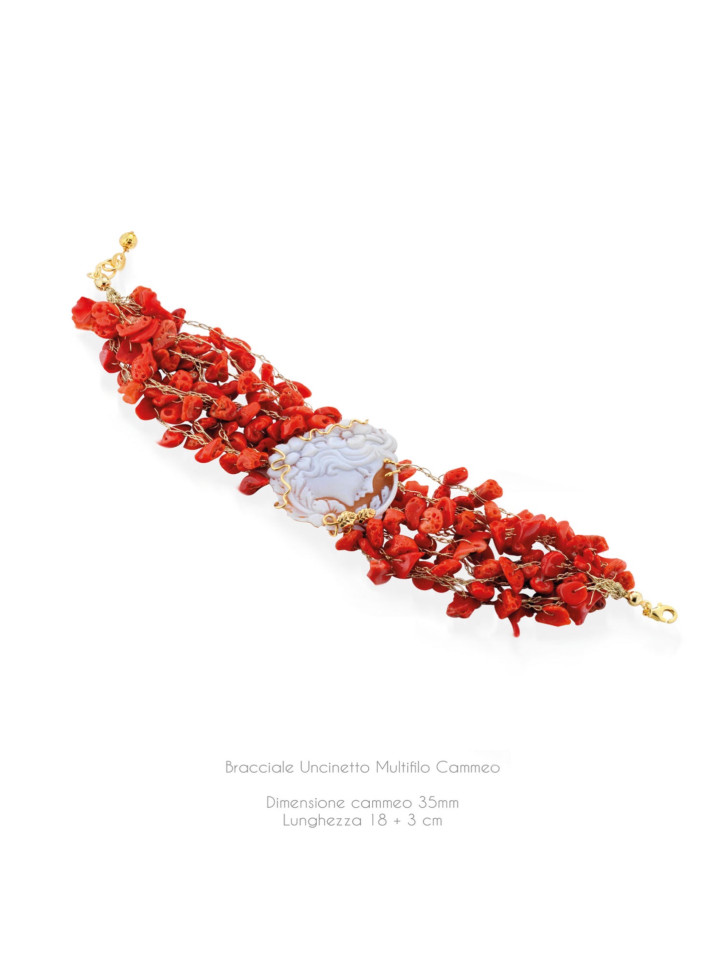 BRACCIALE UNCINETTO CORALLO E CAMMEO