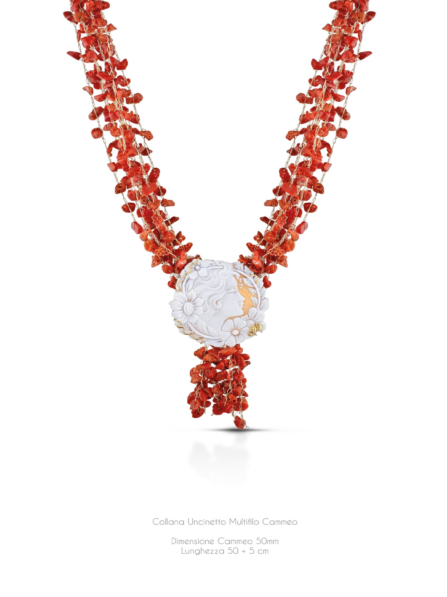 COLLANA UNCINETTO CORALLO E CAMMEO