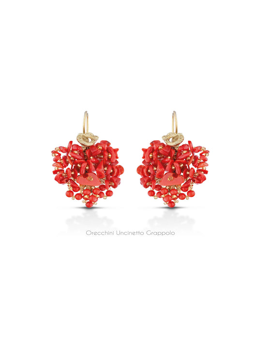 ORECCHINI GRAPPOLO CORALLO